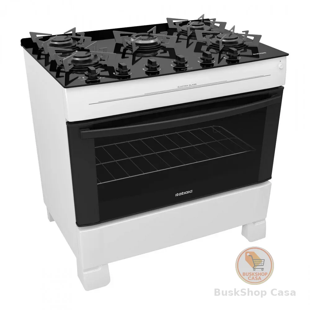 Fogão 5 Bocas à Gás Itatiaia Electra Glass Mesa de Vidro e Acendimento Automático