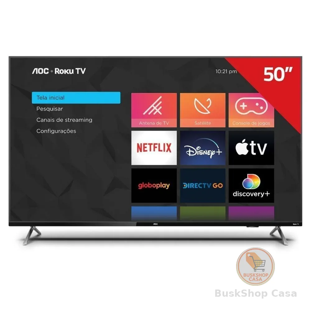 Smart TV AOC 50U7045/78G 4K UHD de 50" Roku TV HDR, Design sem bordas e Dolby Atmos