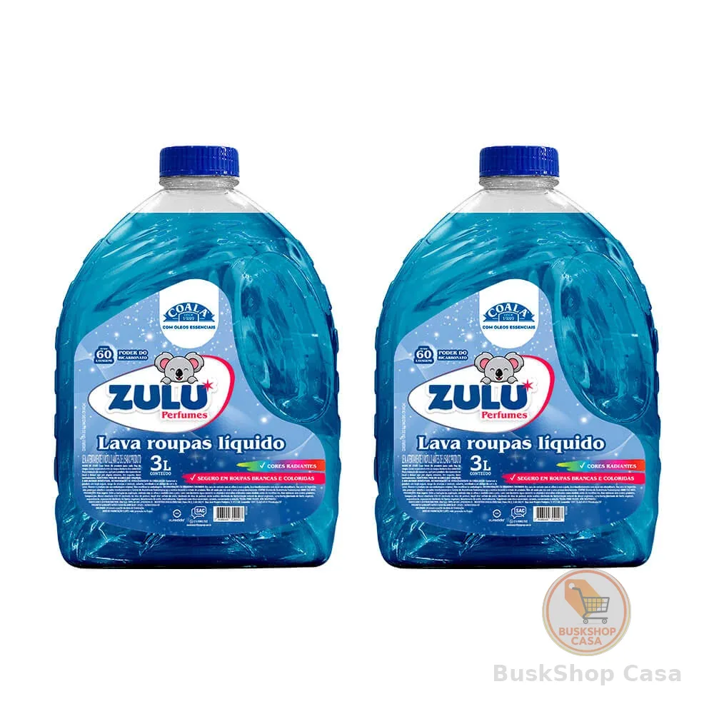 Kit 2 Lava Roupas liquido Zulu perfumes/Coala 3L