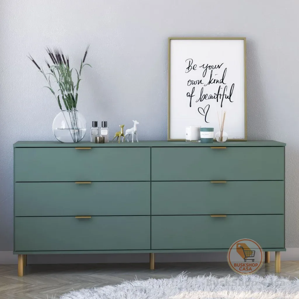 Cômoda Ditália 6 Gavetas DM-243 Verde Oliva