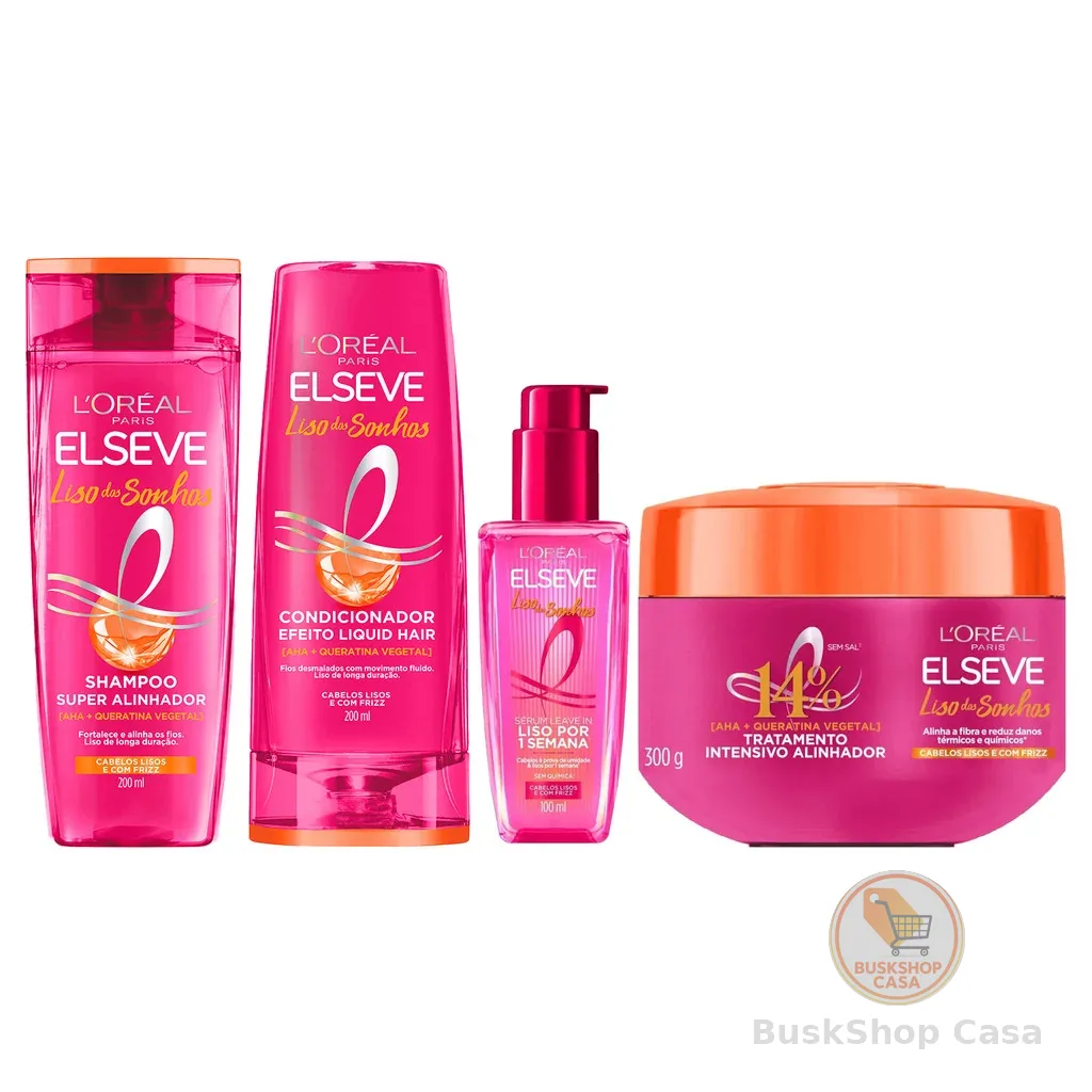 KIT ELSEVE SH + COND + SÉRUM + MÁSC LISO DOS SONHOS 4 ITENS