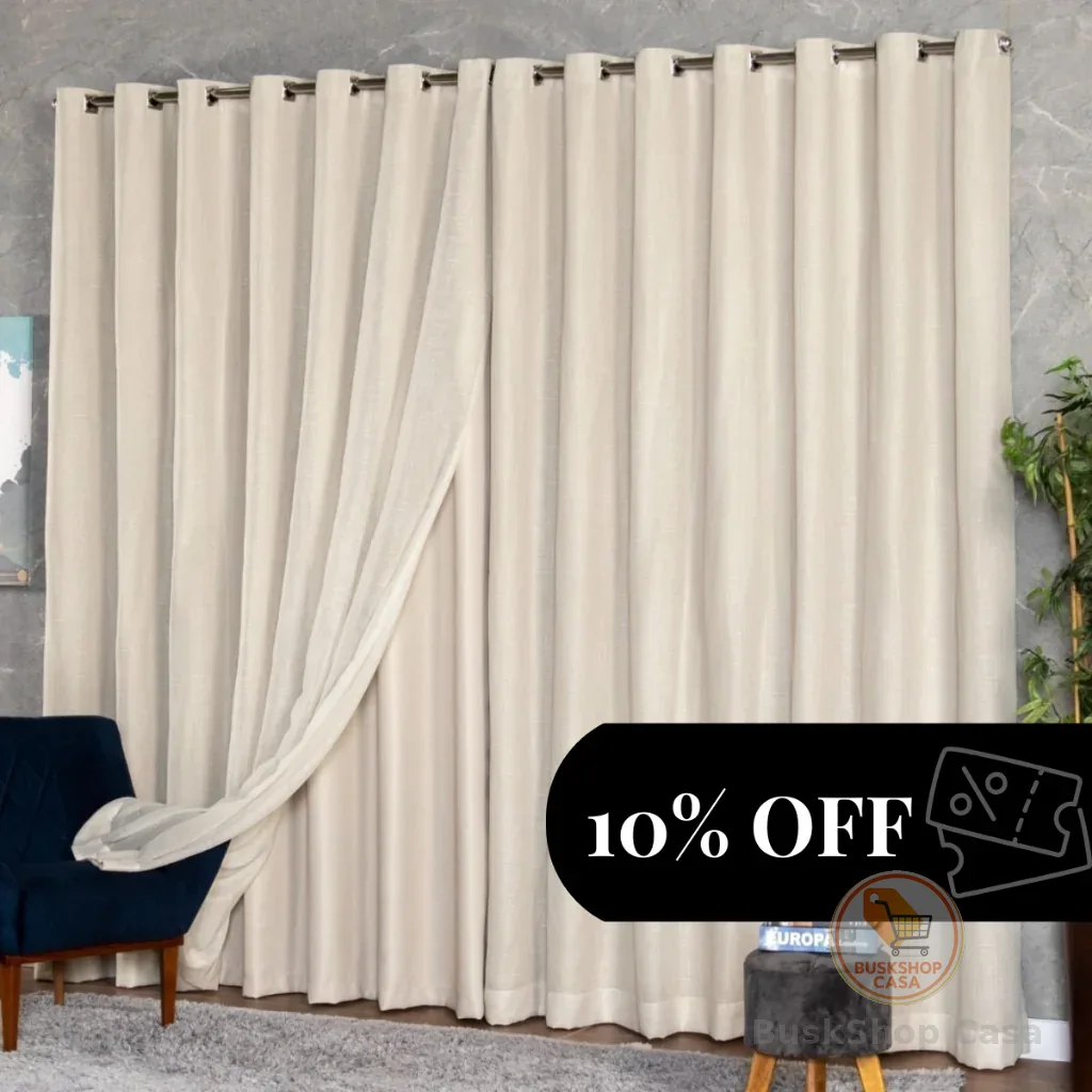 Cortina Voil Gaze de Linho 4,00 x 2,80 / 2,30/ 2,40/ 2,50/ 2,60/ 2,70 com Forro Blackout Original