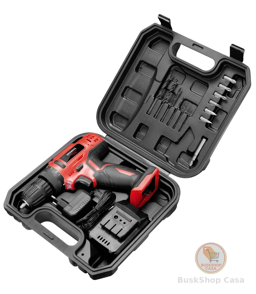 Furadeira e Parafusadeira Mondial a Bateria 12V + Maleta Power