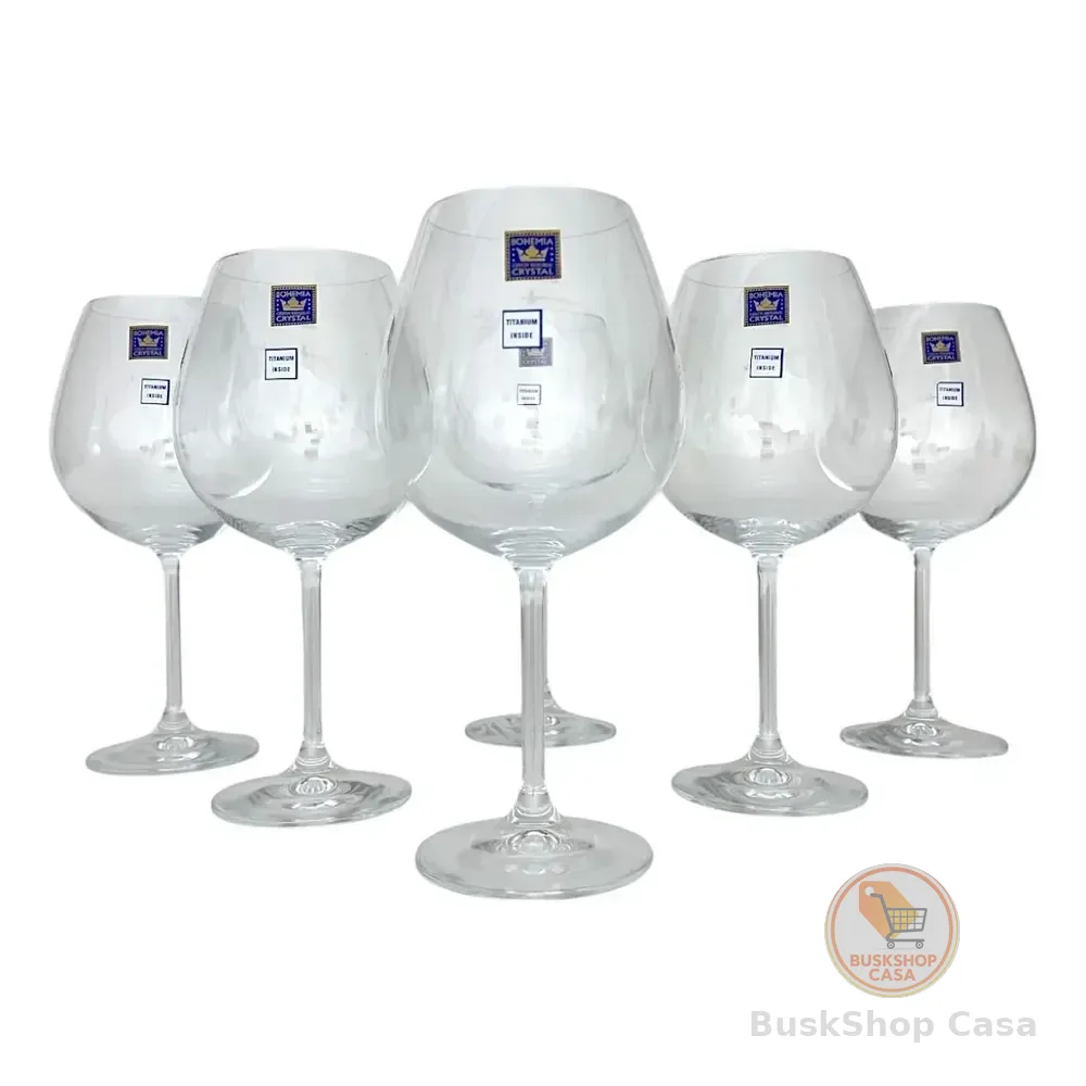 Jogo 06 unidades de taças de vinho tinto 650ml Cristal Bohemia