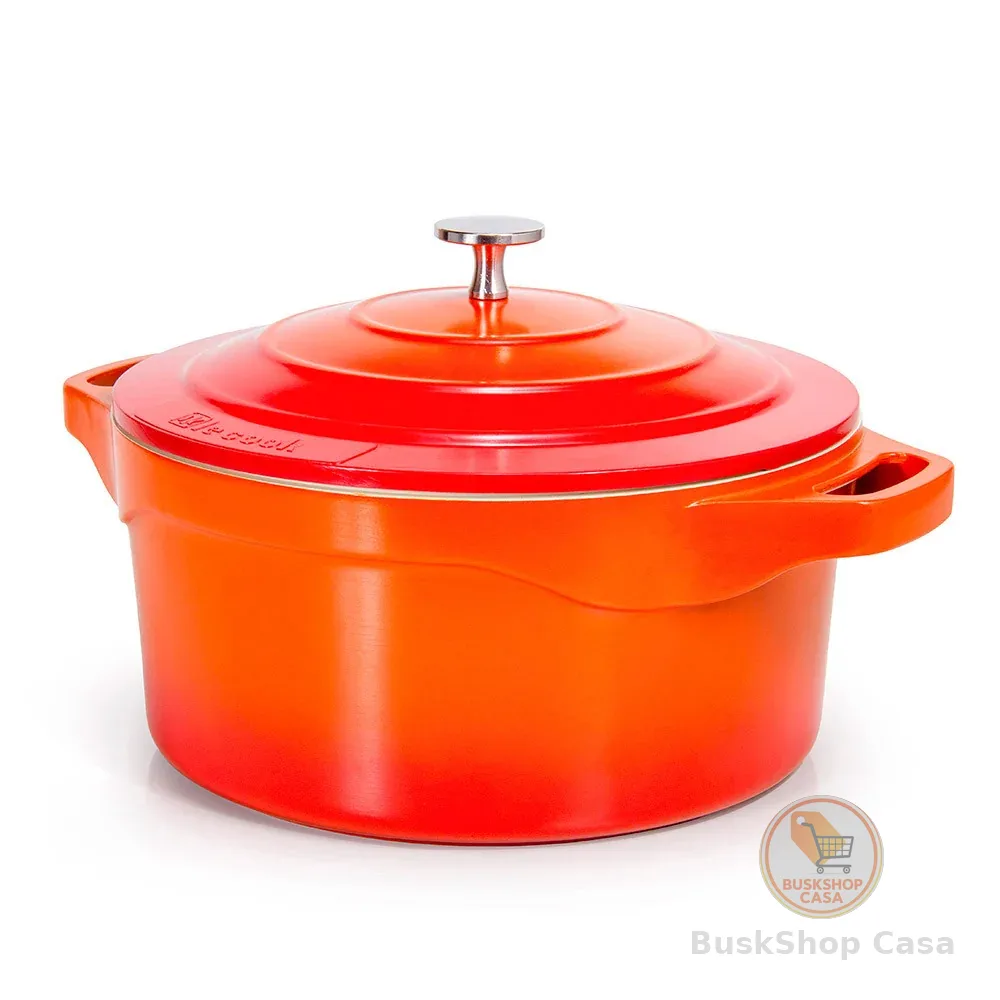 Panela Caçarola Antiaderente Revestimento Cerâmico Indução Laranja 32cm 10,3 Litros Silicone Le Cook