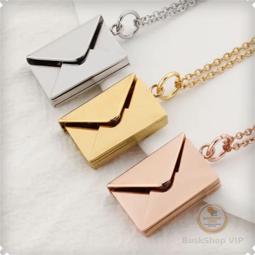 Colar De Carta Do Amor Envelope Aço Inoxidável Jóias Ouro Prata Cor Presente Dia Dos Namorados