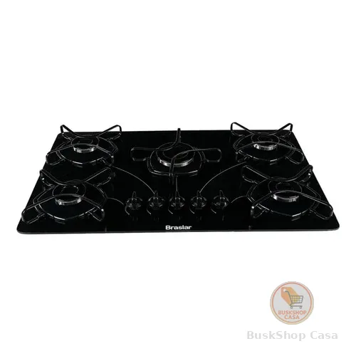 Fogão Cooktop Bivolt Com Alimentação Gás - Braslar 5 Bocas Cor Preto - 5 Queimadores