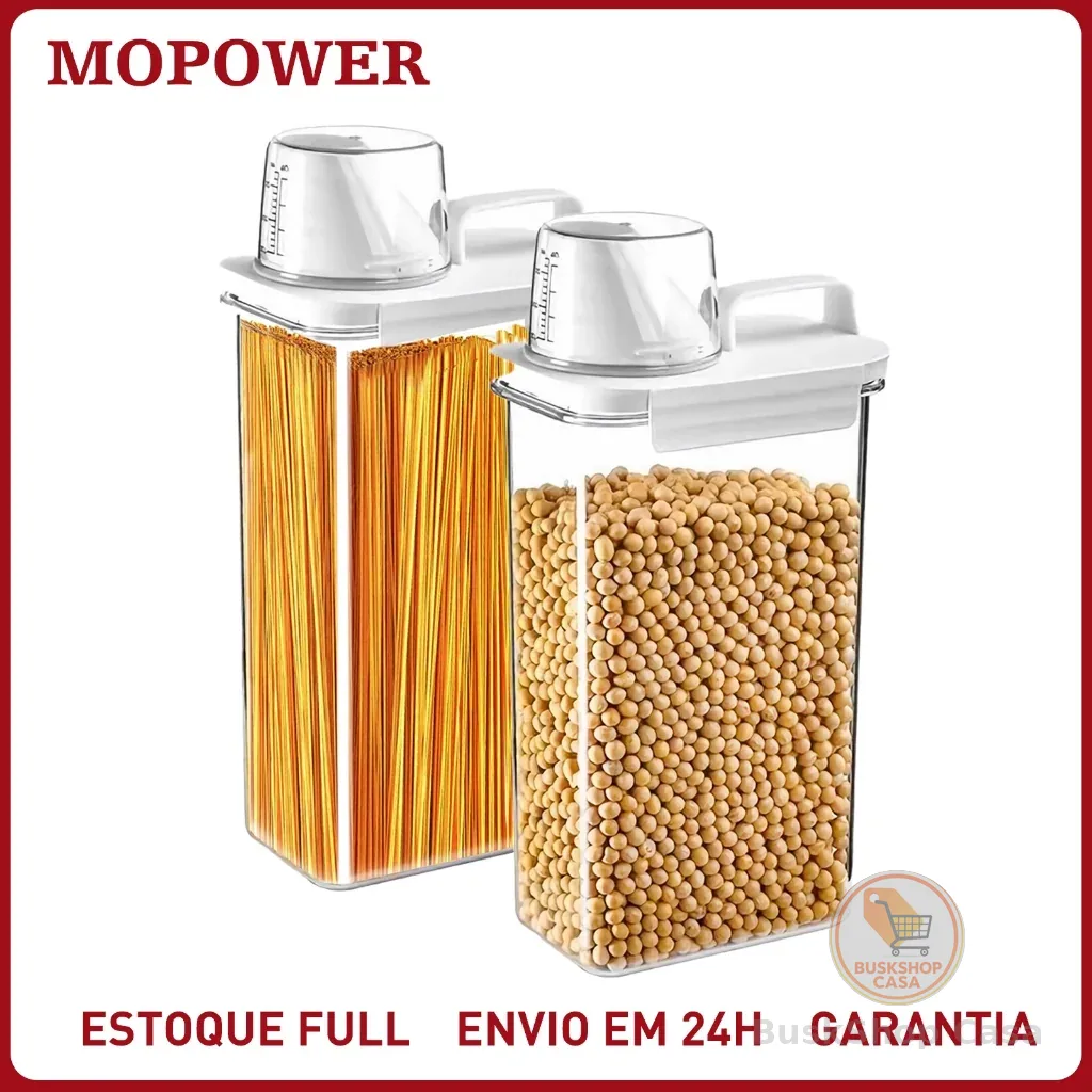 2.3L Airtight Food Organizer Jar with Measuring Cup and Double Silicone Seal for Kitchen Rice Grain Holder