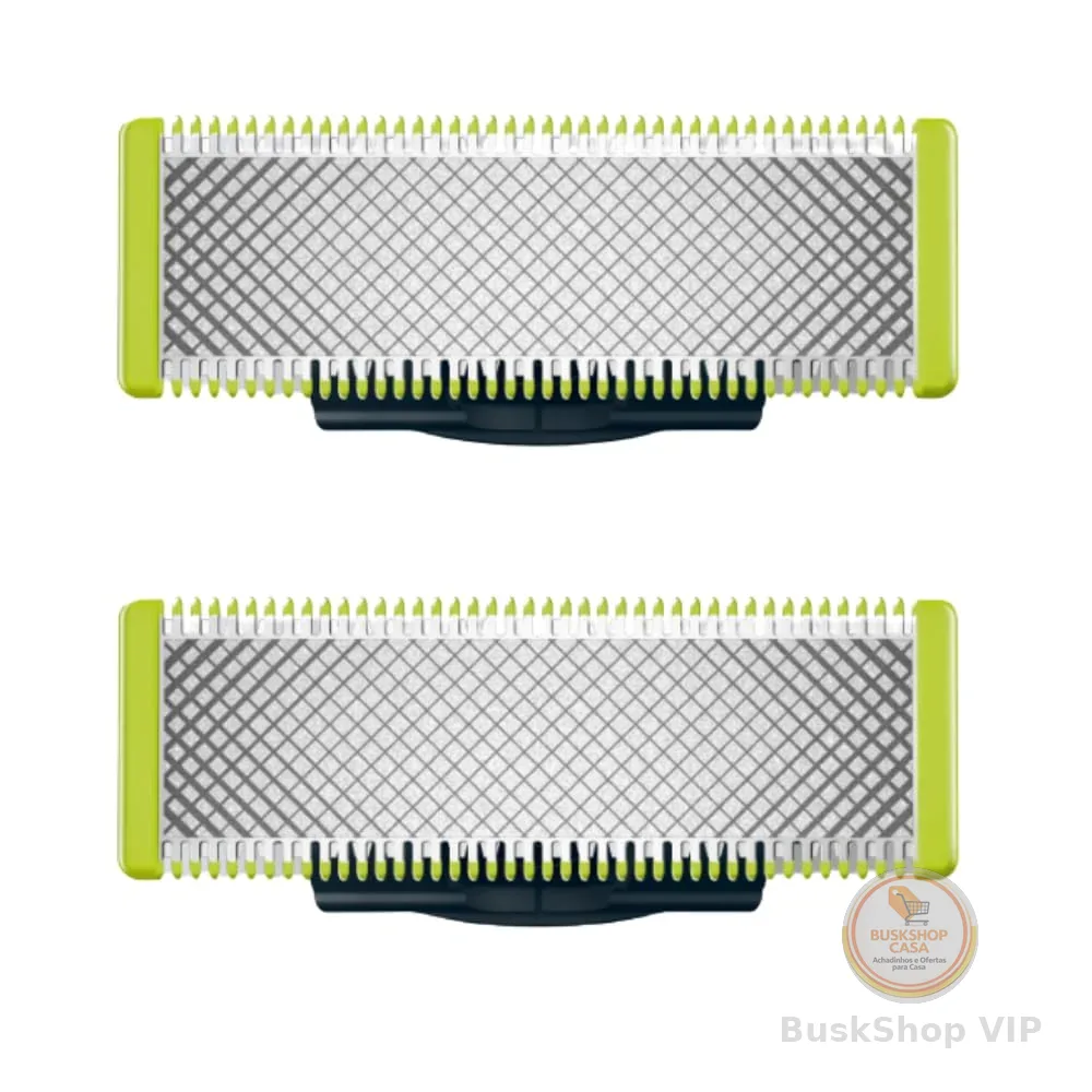 Lâminas de Reposição Originais Philips OneBlade QP220/51 Aço Inoxidável, Raspa, Apara e Contorna - Pacote com 2. Compatível com o barbeador eletrico OneBlade