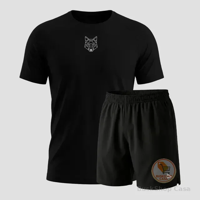 Kit Bermuda Lobo+camiseta Lobo Dry Fitness Academia Alpha