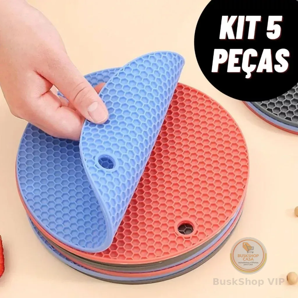 Kit 5 Descansos Panela em Silicone Protetor Resistente