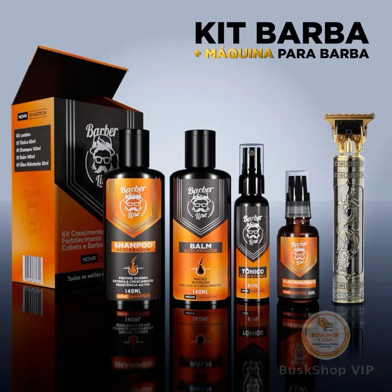 Kit Barba Balm, Shampoo, Óleo e Tônico Presente Namorado Cheiroso Maquina de Barbear