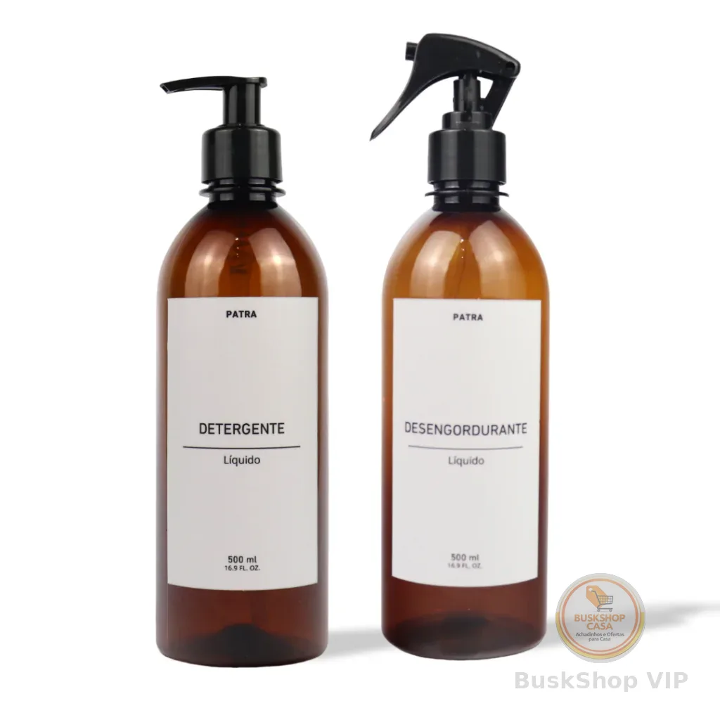 Kit detergente & desengordurante frasco âmbar 500 ml 2 pçs PATRA