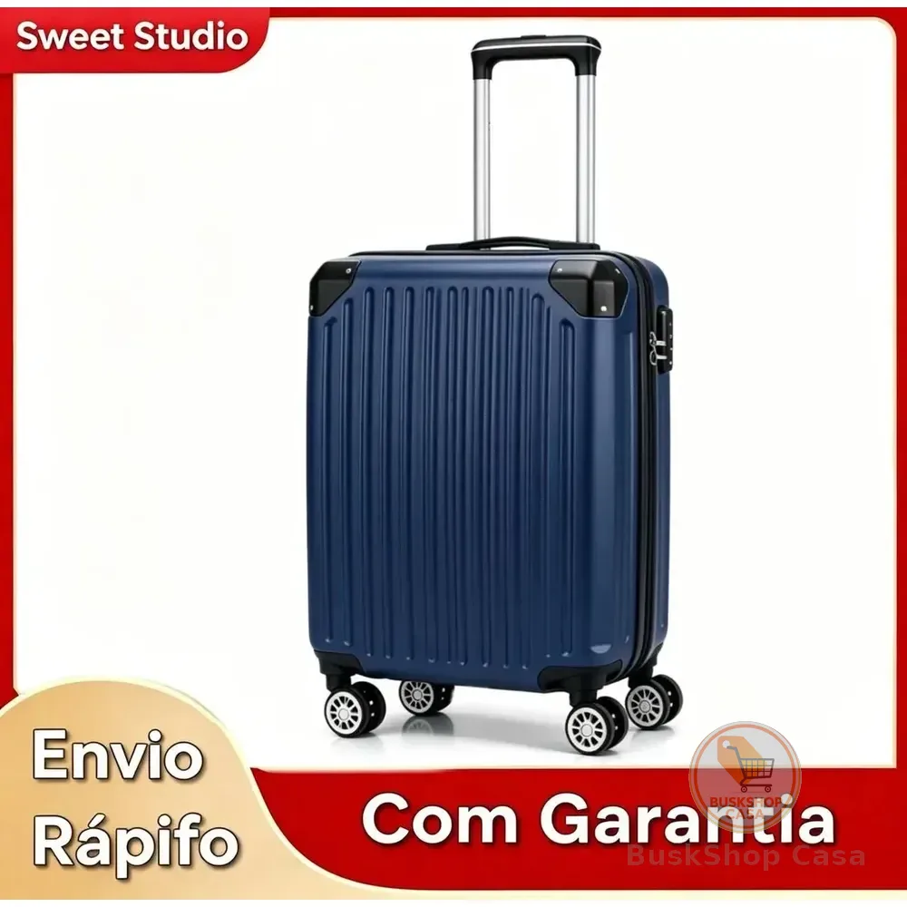 Mala De Bordo Rígida De Abs Sweet Studio Com Rodas 360 E Zíper Extensor Azul Mala 2075