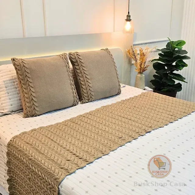 Peseira Manta Tricot Sofá Cama Queen Aconchego Home Decor