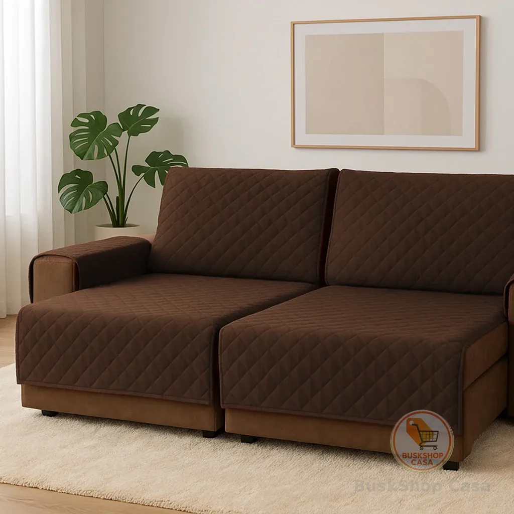 Protetor capa de para sofá king reclinável 1,80m x 2,40m com porta objetos modelo elegance