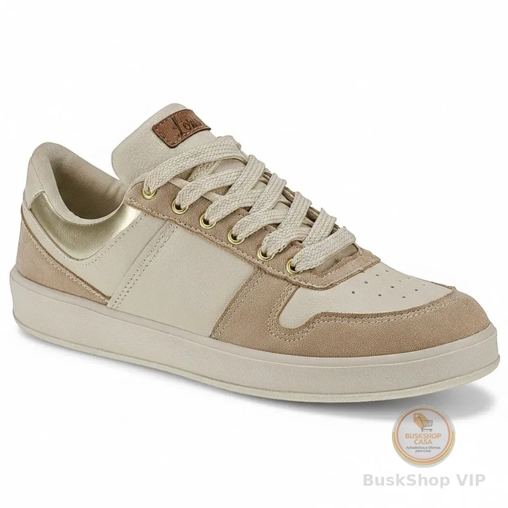 Tênis Branco com Recortes Feminino Casual Colorido Original Lóris 7802