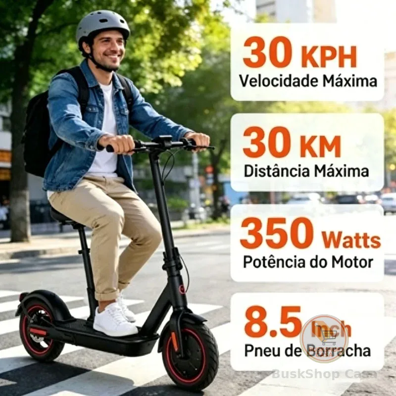 Patinete Elétrico 350W Scooter de Alumínio Para Adultos,30 KM/H, Dobravel Com Bluetooth Com Bolsa