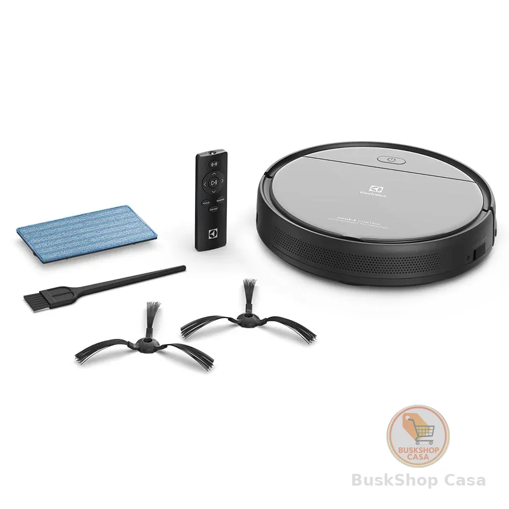 Electrolux Aspirador de po robo 2h20min controle remoto bateria longa duração automatico varre aspira passa pano ERB20 bivolt preto sensor antiqueda