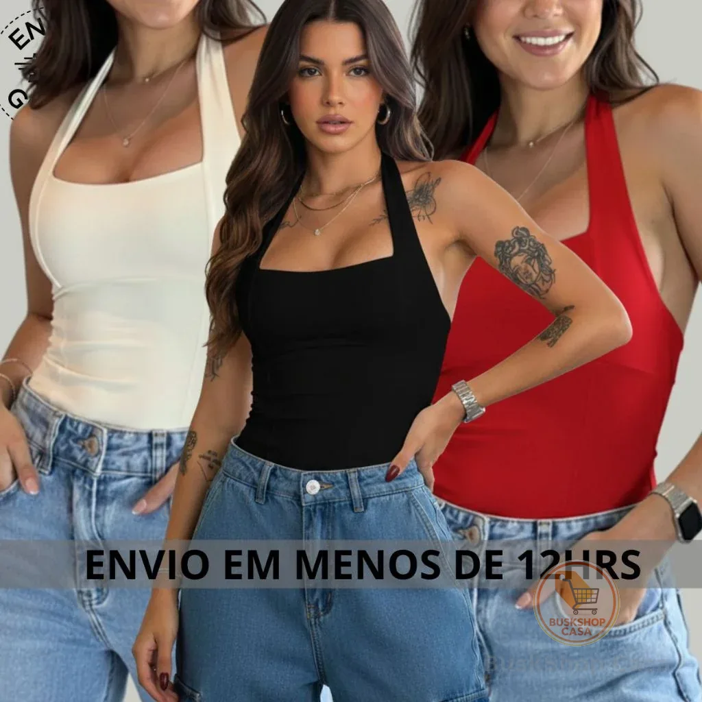 Blusa feminina tendência moda gringa estilosa blogueira lançamento 2026 HALTER verão sexy top blusas