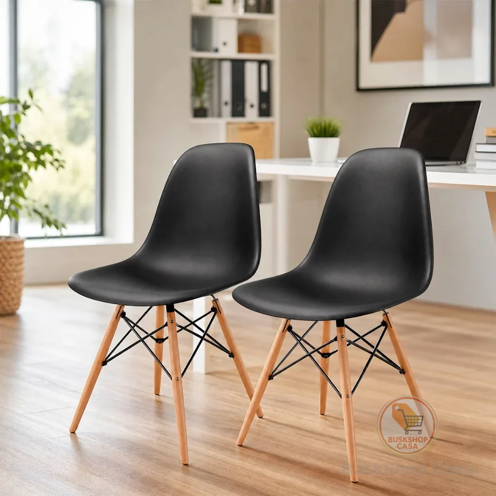 Conjunto 2 Cadeiras Eames com Pés de Madeira para Escritório e Escrivaninha - Seat&co