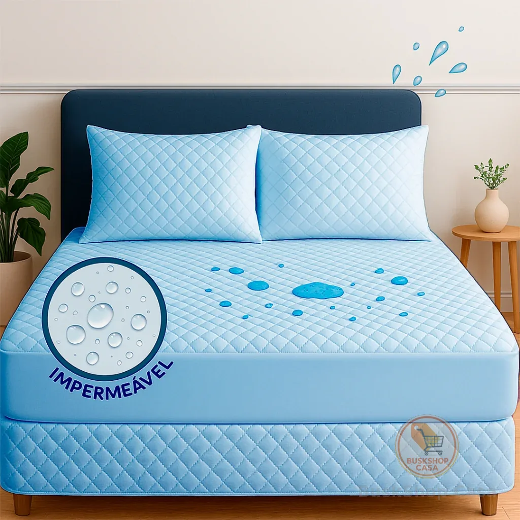 Kit Capa de Colchão Protetor Impermeável c/ 4 Camadas de Proteção + Protetor para Travesseiro
