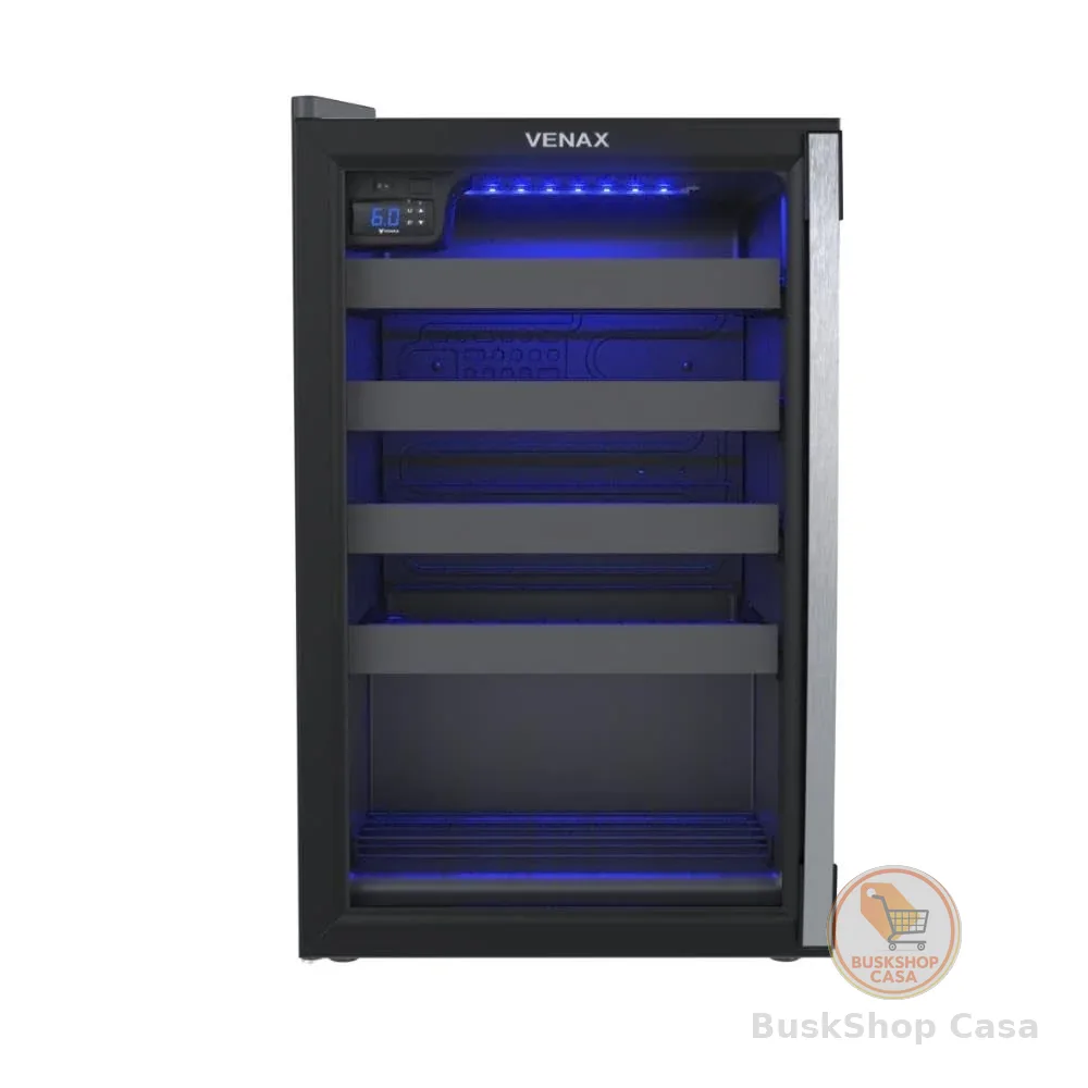 Adega Piubella 100L - 24 Garrafas - Preto Fosco - Venax - 127v - Porta Invertida