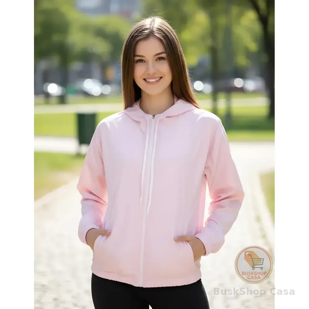 Jaqueta Feminina Alta Performance Leve Treino Academia 2026 Rosa-claro Gg