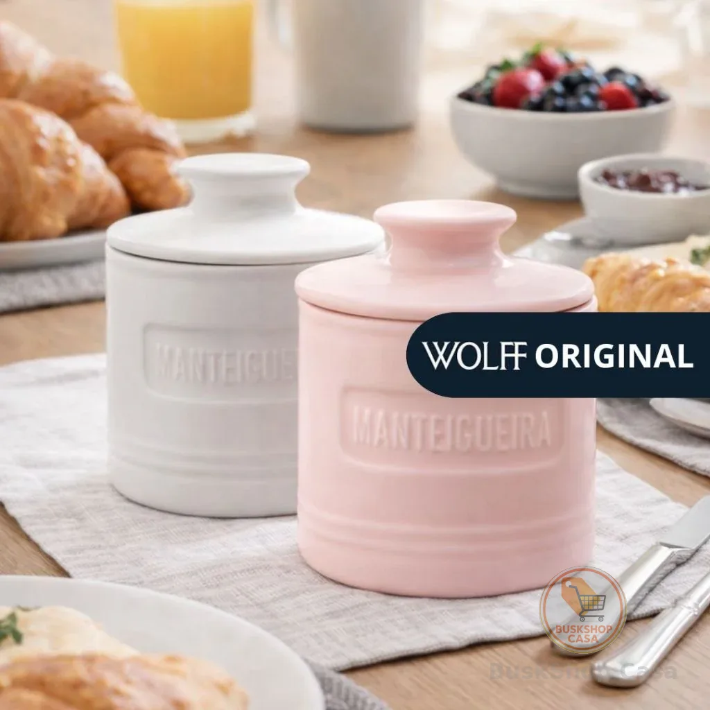 Manteigueira Francesa Matte Rosa Branca em Cerâmica - Wolff