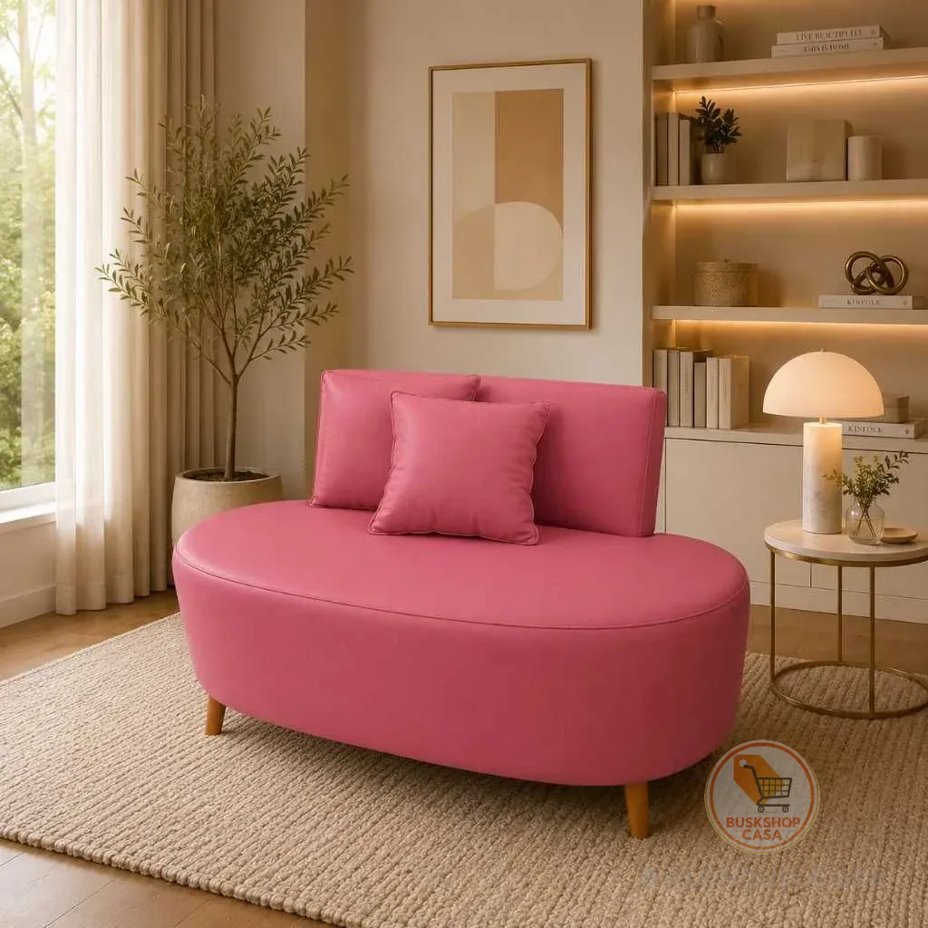Sofa Organico Tecido Corino 1,15 Cm Curvo Feijão Para Sala Recepção Visammer