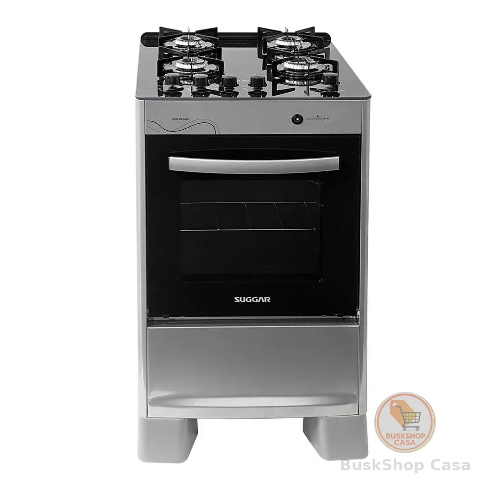 Fogão Suggar Neo Glass 4 Bocas Inox FGVNG410 Bivolt