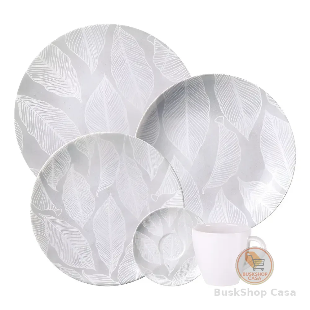 Aparelho De Jantar Tramontina Arbo Porcelana 20 Peças Cinza Florido