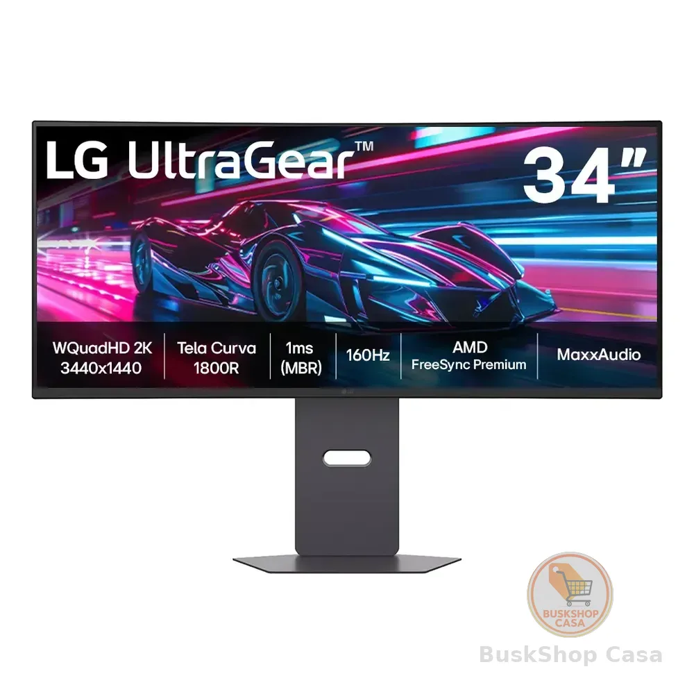 Monitor Gamer LG Ultragear Curvo 34g600a-b 34  Quadhd 2k, Ultrawide 1800r, 160hz, 1ms (mbr), Amd Freesync Premium, Hdr10, Maxxaudio Preto 127/220v