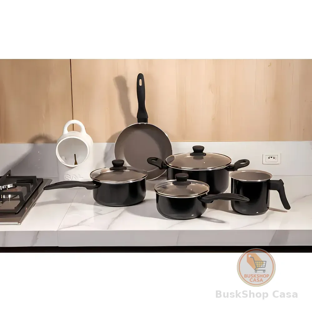 Jogo De Panelas Brinox Ceramic Life Easy Preto 7 Peças