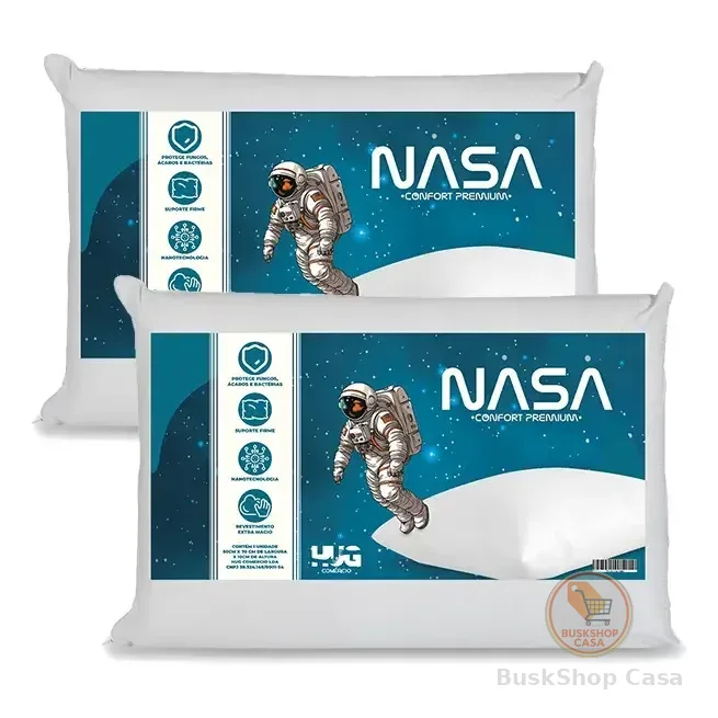 Kit Com 2 Travesseiros Nasa Viscoelástico Antialérgico Branco