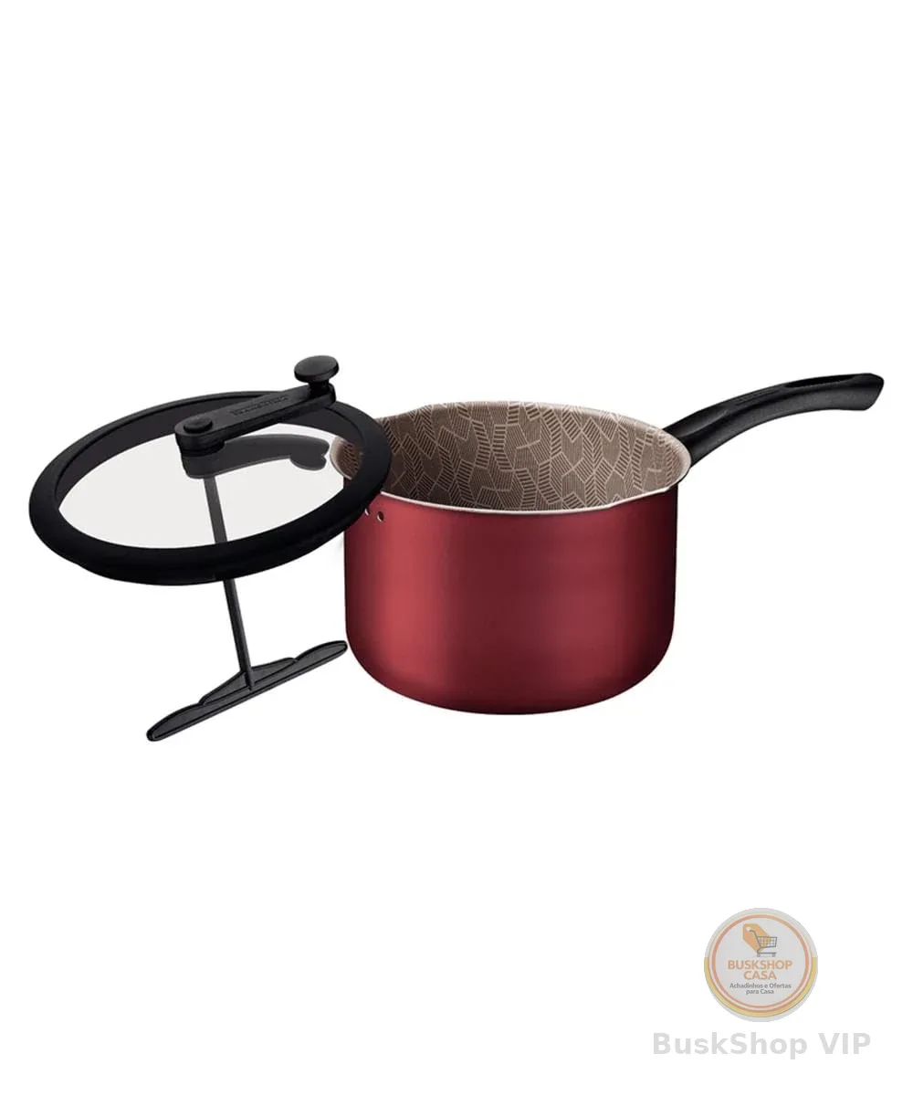 Pipoqueira Tramontina Paris em Alumínio com Revestimento Interno e Externo em Antiaderente Starflon Max Vermelho com Tampa de Vidro 22 cm 4,8 L