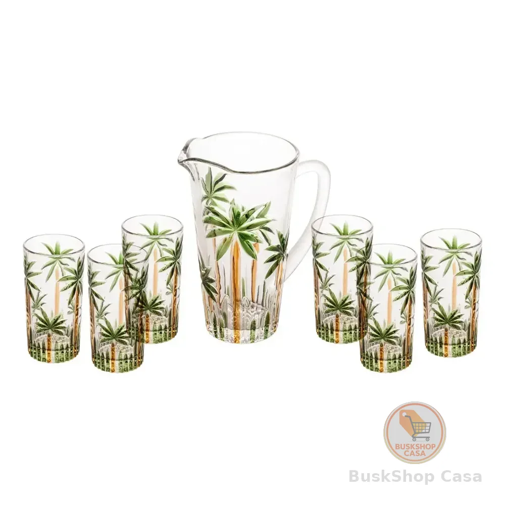 Jarra Wolff 6 Copos Cristal Palm Tree 29394 Transparente