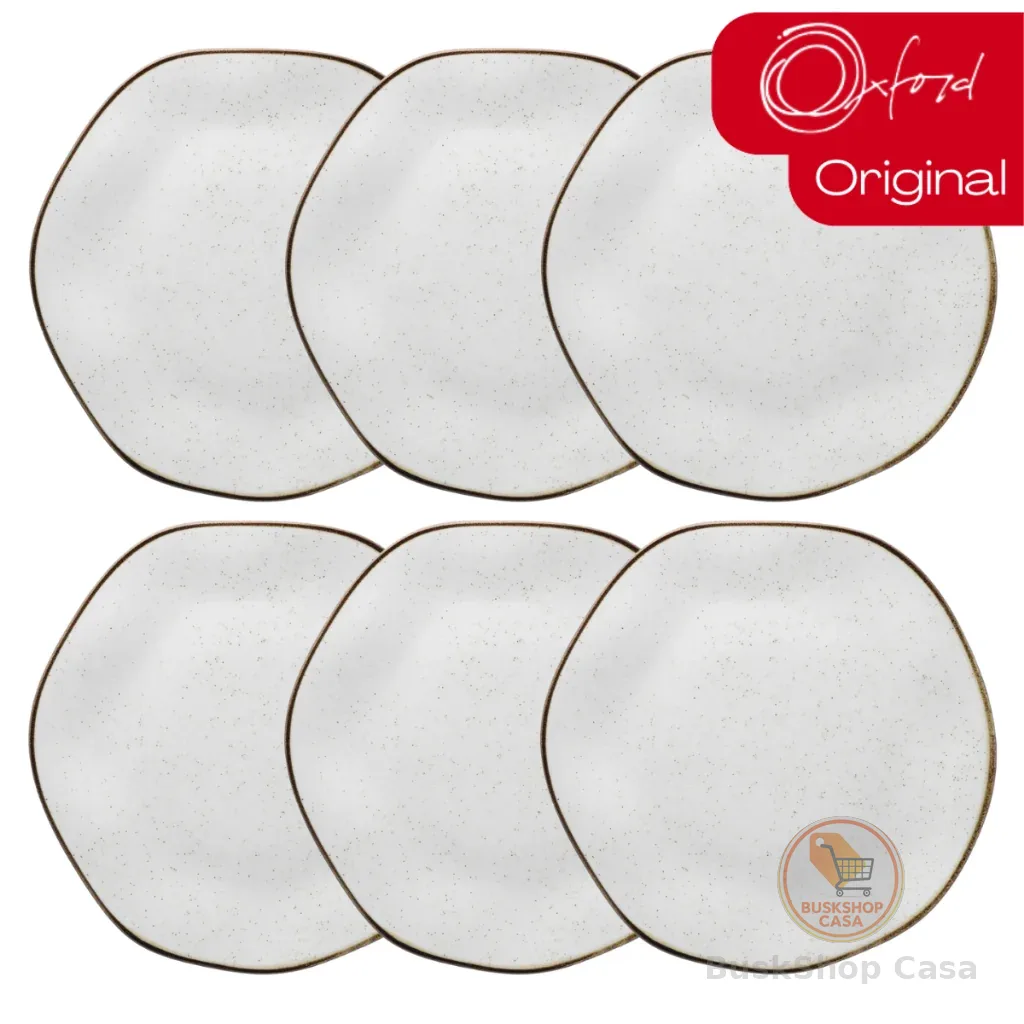 Prato Raso Ryo Maresia Areia 6 Unidades 27,5cm Oxford Porcelanas
