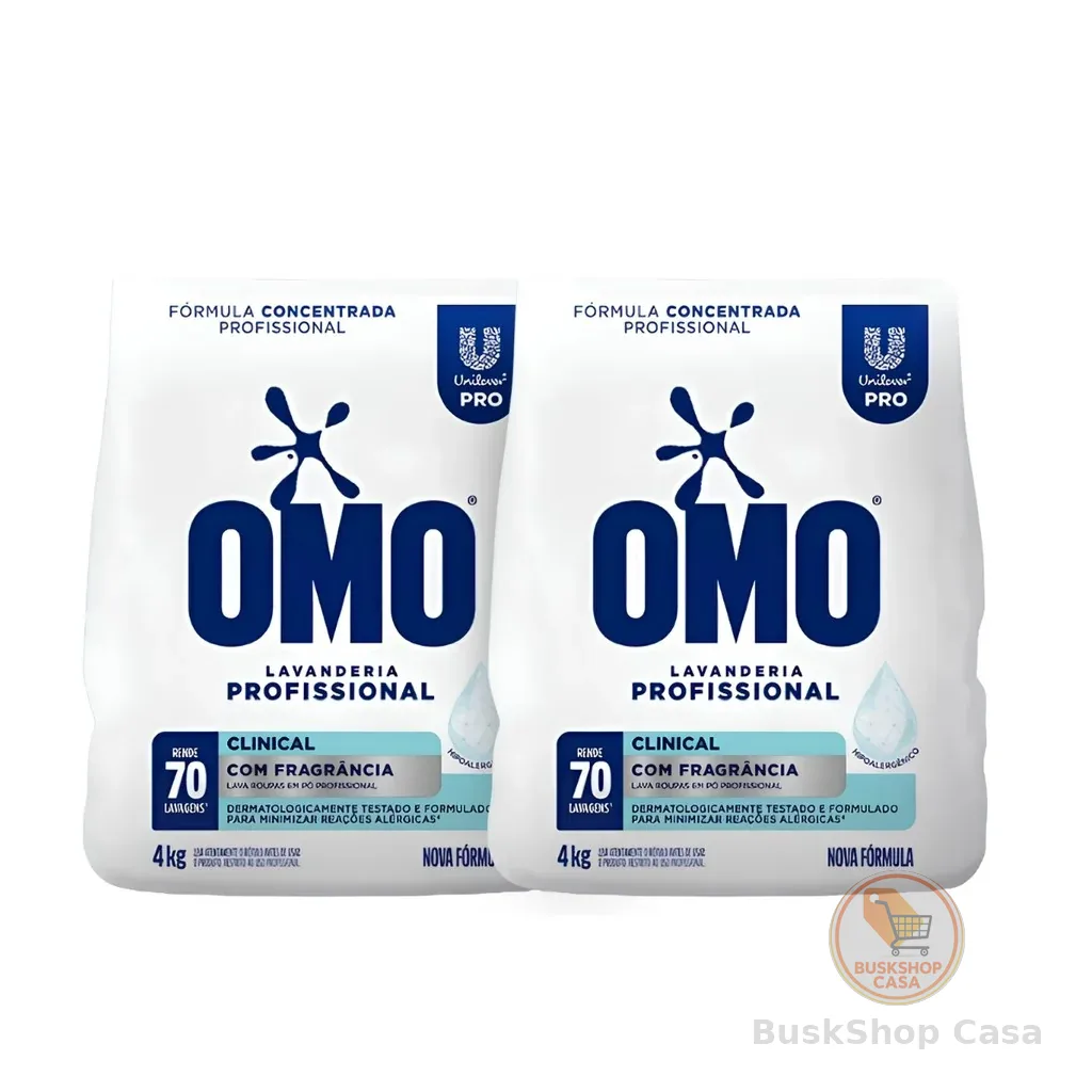 KIT C/2 Lava Roupas em Pó 4kg Omo Clinical Com Fragrância