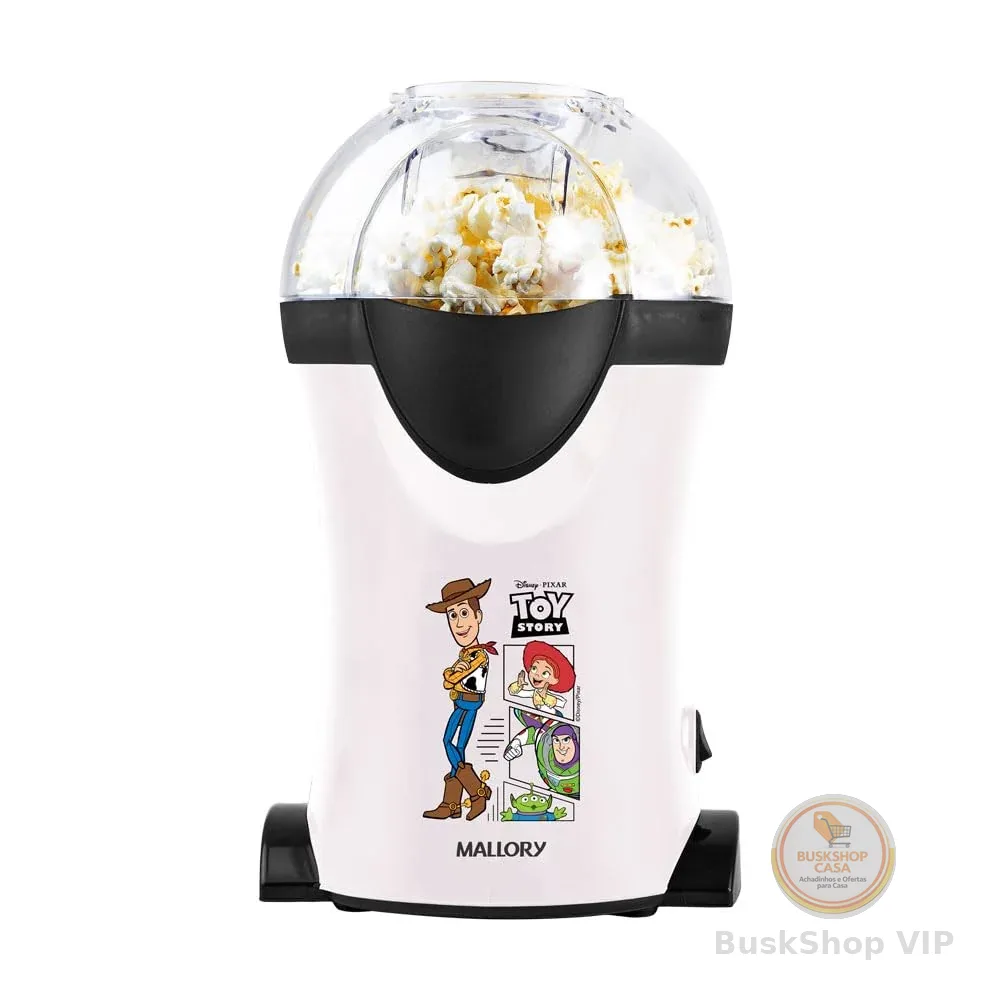 Pipoqueira Elétrica Mallory Toy Story – Pipocas Sequinhas e Sem Óleo, Bocal Expedidor, Copo Medidor para Manteiga e Pés Antiderrapantes - 220V