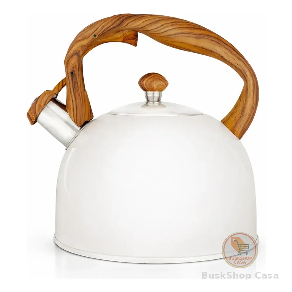Chaleira 2,5 Litros Inox Com Apito Aço Inoxidável Wood Mor Bege