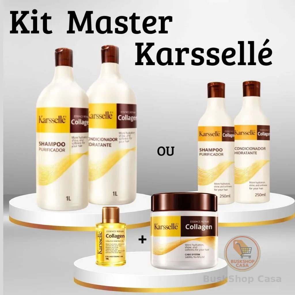 Karssellé Shampoo + Condicionador 1LT OU 250ml + Máscara 500g + Oleo 7ml