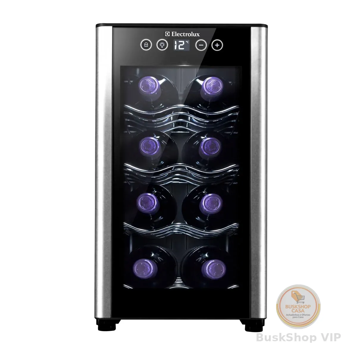 Adega ACB08 Electrolux 8 garrafas 1 Porta Preta Acabamento em Alumínio - Bivolt