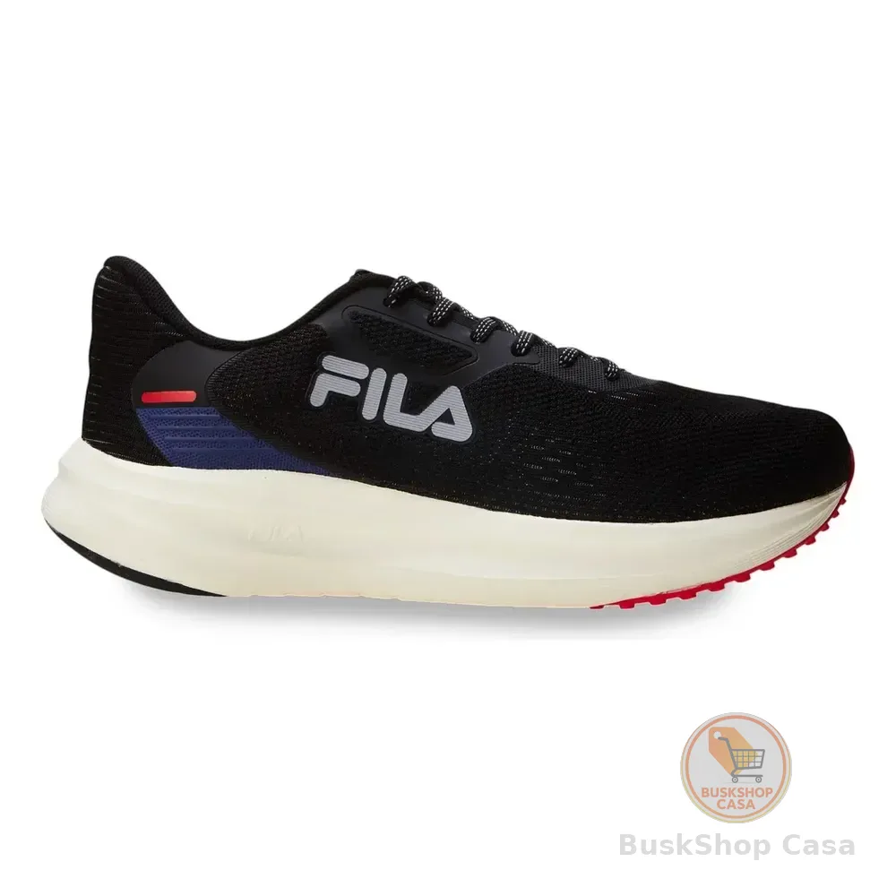 Tênis De Corrida Masculino Fastness Fila Preto Vermelho Escuro Cinza Lisa 41 Br