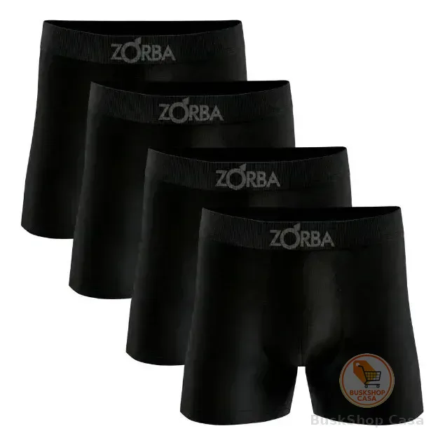 Kit 4 Cuecas Boxer Zorba Algodão Sem Costura Toque Fresco 4 Pretos Confortável Respirável Gg (50 A 52)