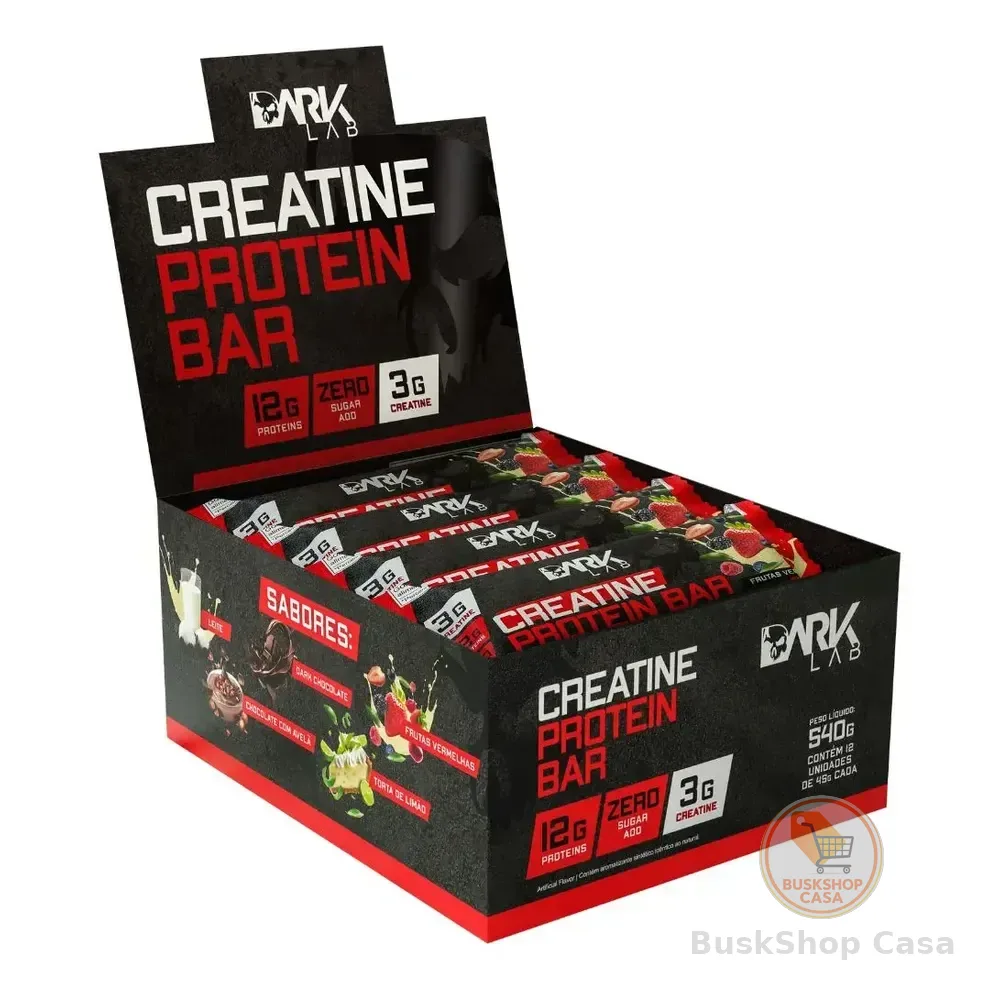 Creatine Protein Bar 12 Un 45g Dark Lab Sabor Frutas Vermelhas