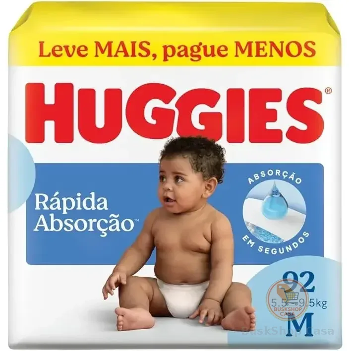 Huggies Fralda Descartável Rápida Absorção M - 92 Un