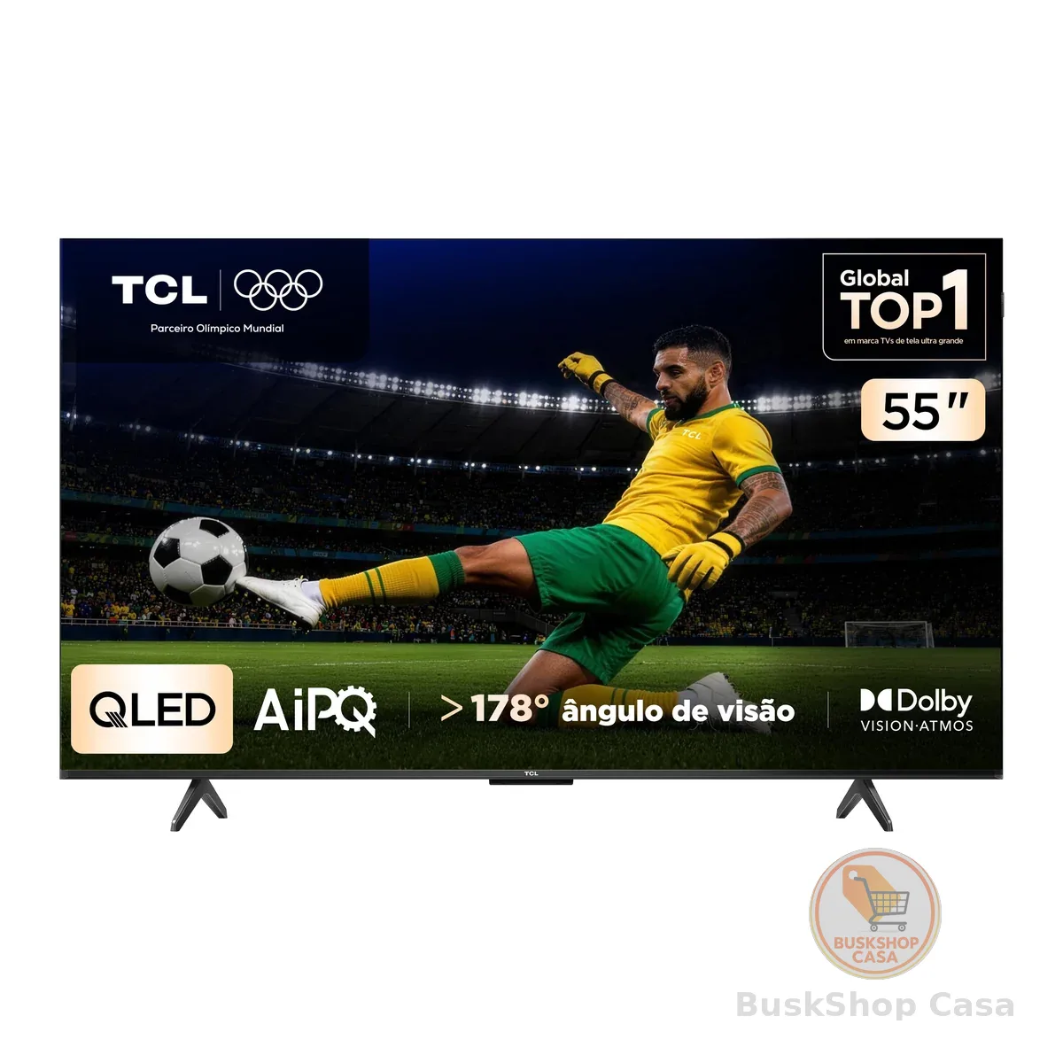 Smart TV TCL 55 Polegadas QLED 4K P7K WiFi Bluetooth Google TV HDR10+ Dolby Atmos Dolby Vision 55P7K