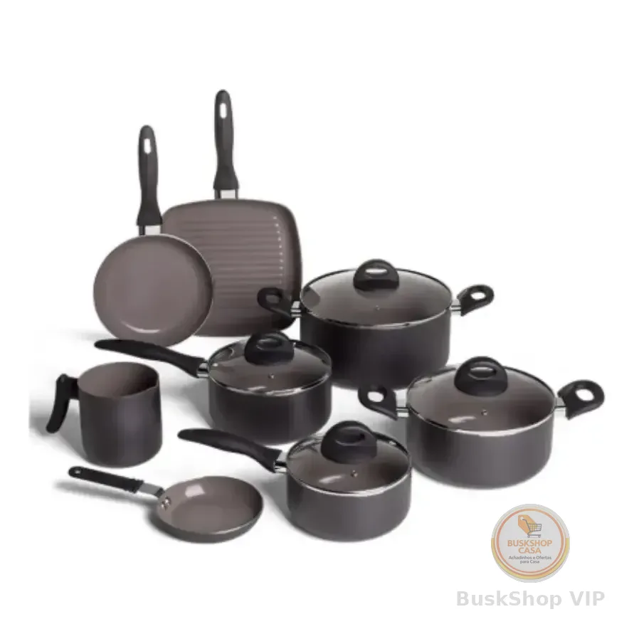 Jogo De Panelas Brinox Ceramic Life Smart Plus 8 Peças Preto