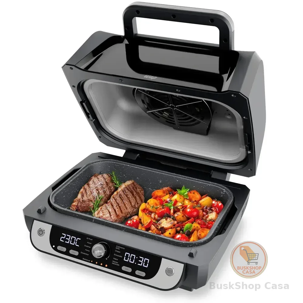 Fritadeira Elétrica Air Fryer Wap Barbecue Com Painel Digital E 12 Funções 220v Preto